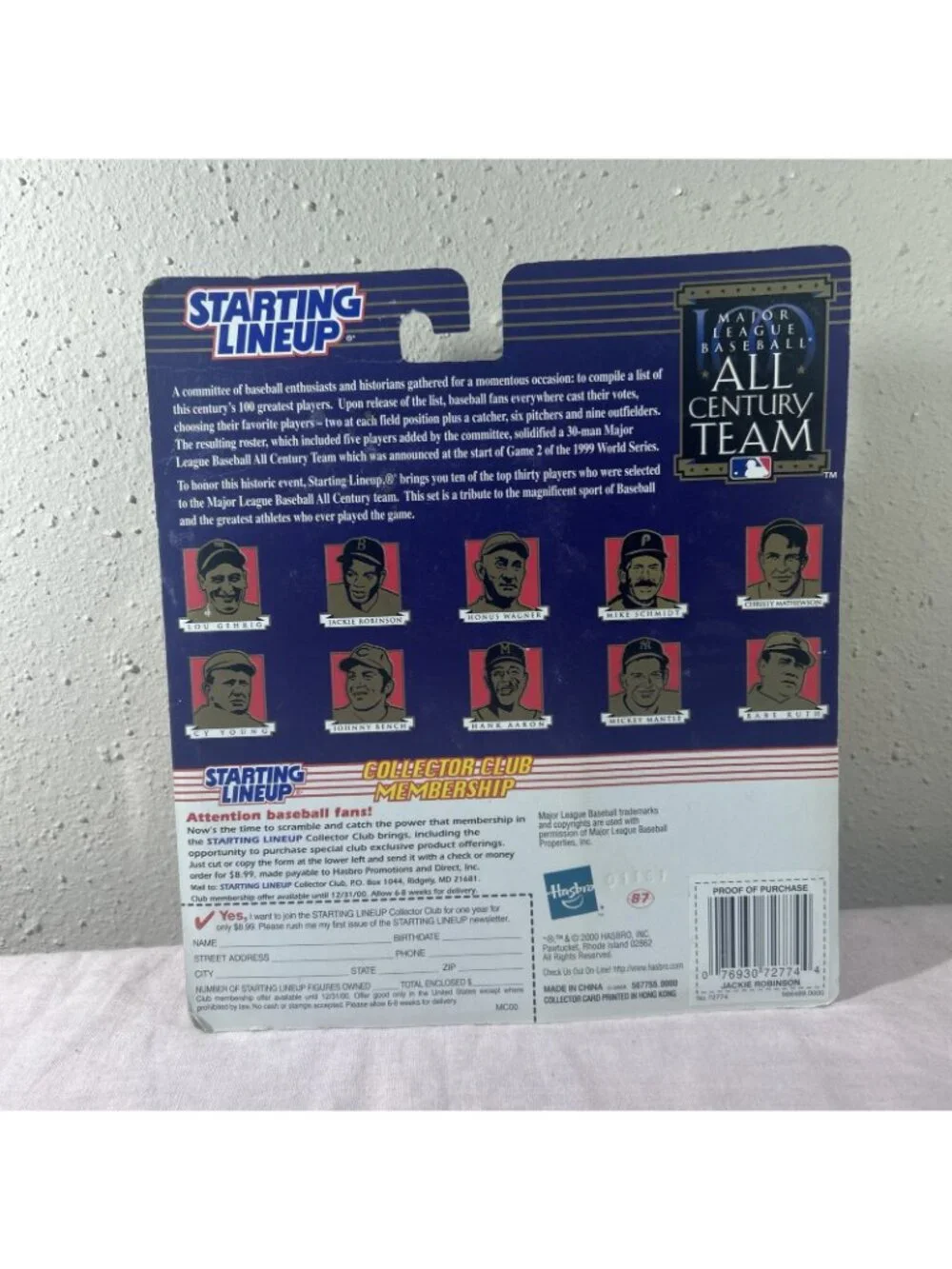 2000 MLB Starting Lineup JACKIE ROBINSON All Century Team SLU Dodgers #42
